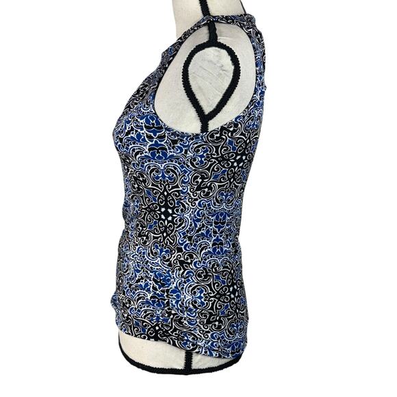 WHBM X-Small Halter Top Geometric Stretch Pleated Sleeveless Keyhole Ruched Side - Picture 6 of 9